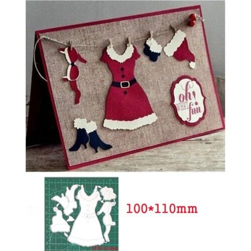 Metal Cutting Dies Christmas Clothing Hat Knife Blade Die Mold Stencils for Craft Scrapbook Greeting Card Making Decorative Die