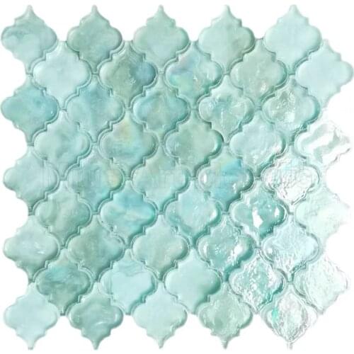 Lantern pattern iridescent glass mosaic tile for kitchen backsplash shower room DIY wall sticke