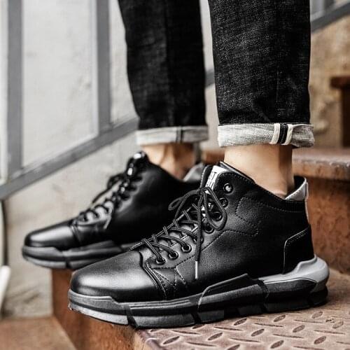 Mens Autumn And Winter New Mens Shoes Shock Absorption Casual Sports Shoes Mens Waterproof Leather Shoes