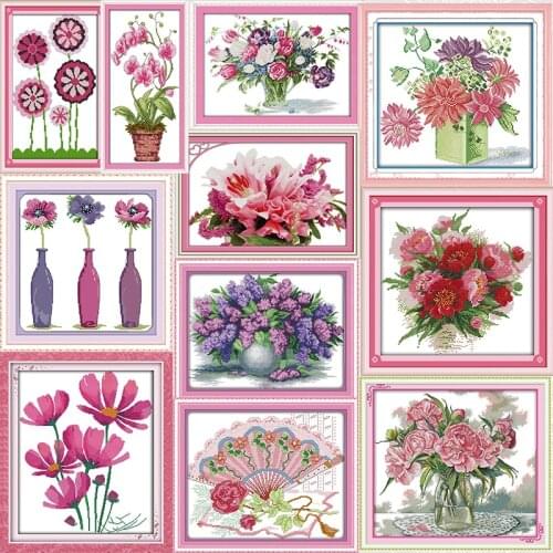 A Hundred Flowers Bloom Cross Stitch Pattern 14CT 11CT DMC Embroidery Kits DIY Handwork Needlework Cross-stitch Home Decoration