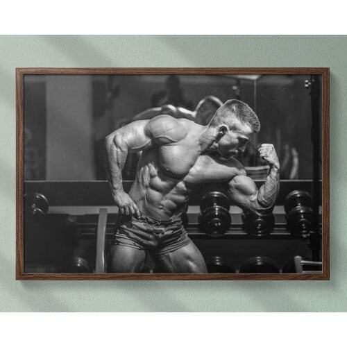 Fitness Bodybuilding Man Strong Muscles Exhibition Healthy Body 17 Wall Sticker Silk Fabric Poster Art Indoor Decor Bright