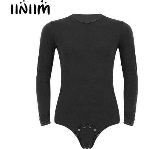 Men Adults Lingerie Sexy Bodycon Pressed Crotch Jockstraps Bulge Pouch T-shirt Bodysuit Romper Skinny Dance Leotard Costumes