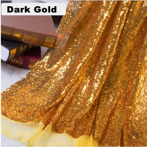 New Dark Gold Shiny Fabric 3mm Sequin Fabric Sparkly for Clothes Tablecloth Table Runner Stage Party Wedding Decor