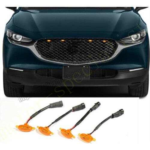 NEW For Mazda CX-30 2020-21 Front Grille LED Amber Light Raptor Grill Trim Cover 4Xcar accessories