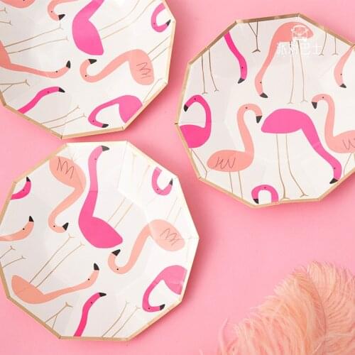 40pcs/set Disposable Tableware Sets Flamingo Theme Paper Plate Cup Party Supplies Wedding Kid Birthday Pool Party Decor Supplies