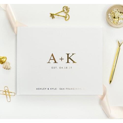 Initials Wedding Guest Book Customize Names Date Modern Wedding Book Journal Wedding Guest Book Guests Sign in Book Photo Album