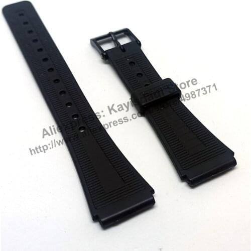 Original Casio AQ-16W , AQ-48 , AQ-48E , AQ-51 - Watch Band Strap 18mm Black Rubber NOS