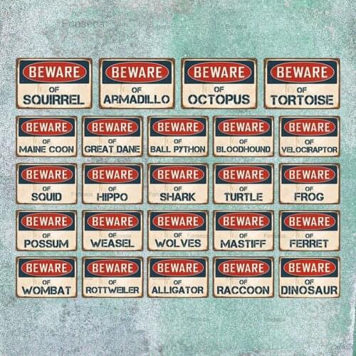 Beware Sign Funny Warning Danger Metal Tin Sign Wall Plaque Poster Painting Wall Sign