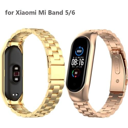 MI5 Band for Xiaomi Mi Band 6 Watchband Stainless Steel Wristband Metal Business Strap for Miband Mi Band 5 Replacement Bracelet