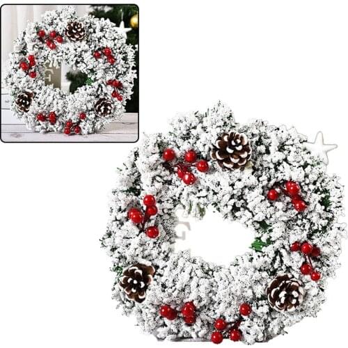 Christmas Wreath Artificial Pinecone Garland Decoration Hanging Tree Ornament Door Xmas Party Fancy Home Shop Decor Prop