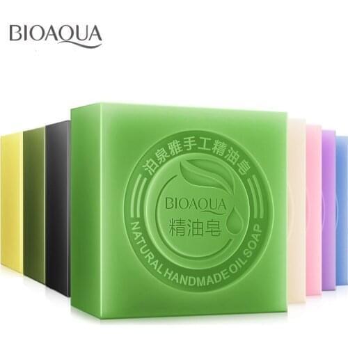 BIOAQUA Lavender Bamboo Charcoal Matcha Moisturizing Essential Oil Handmade Soap Deep Cleaning Brighten Skin Face Care Bath Soap