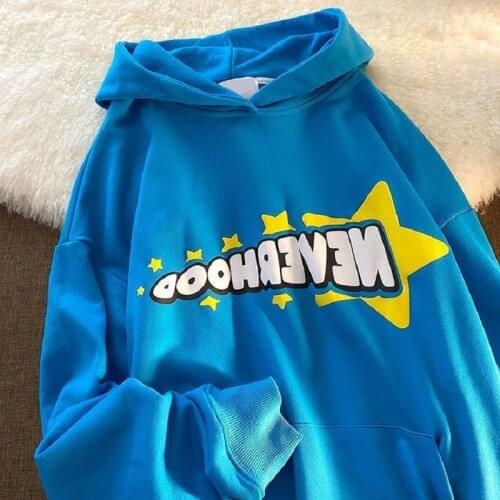 Vintage Hoodies Streetwear Men Hoodies Sweatshirts Long Sleeve Harajuku Letter Star Print Oversized Hoodies For Teens Male Loose