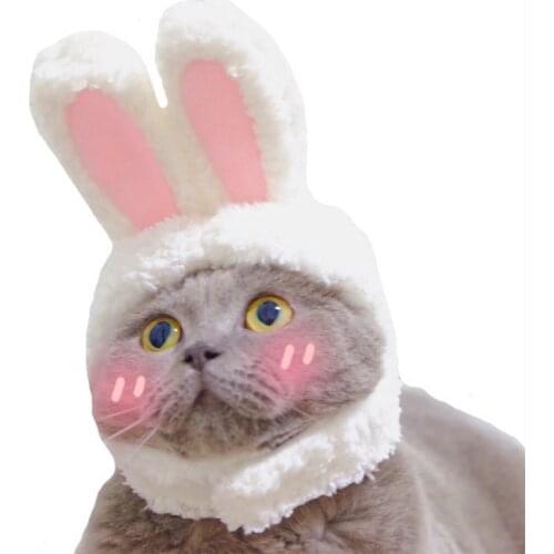 Funny Pet cosplay Dog Cat Cap Costume Warm Rabbit Hat New Year Party Christmas Cosplay Accessories Photo Props Headwear
