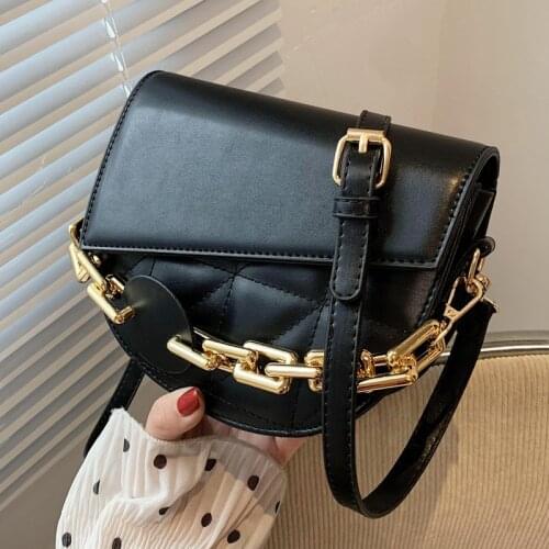 Chain designer Women Crossbody Bag small Fashion Semicircle Saddle Bags PU Leather Shoulder Bags for female Handbags bolsas