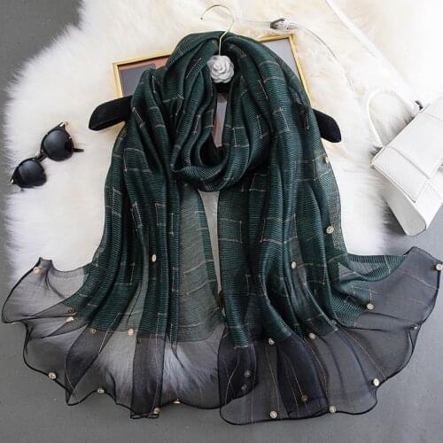 Fashion 2021 New Women Silk Wool Scarf Hijab Foulard Pashmina Beach Stoles Bandana Embroider Lady Long Shawls and Wraps Headband