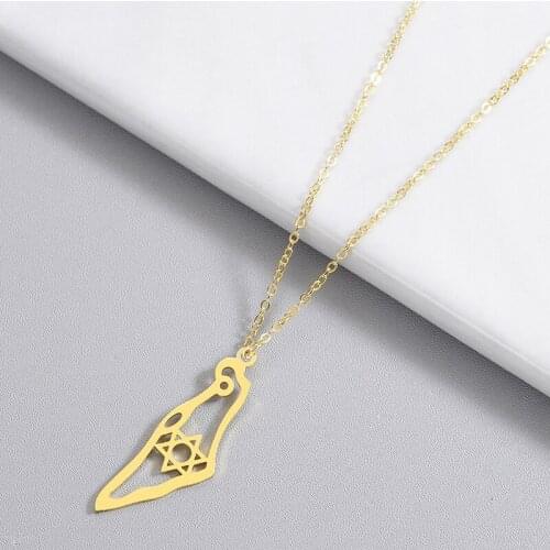 Israel Map Pendant Necklace Clavicle Chain Jewelry European and American Stainless Steel Necklace Women