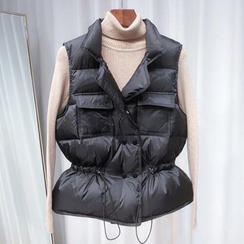 Winter Vest Women Short Sleeveless Vest Jacket Lightweight BodyWarmer Waistcoat Female White Gilets Windbreaker Vest Parkas Coat
