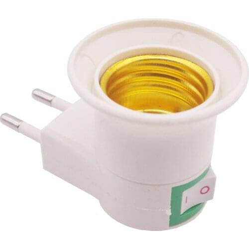 1 hot sale practical white European standard lamp holder (round plug) for plug adapter converter with on/off button