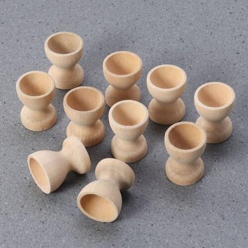 12pcs Wooden Egg Holder Tabletop Egg Holding Cups Egg Tray Container Refrigerator Storage Holders Easter Party Supplies