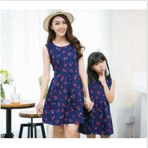 2017 Mother Daughter Dresses Bohemia Long Sleeve Family Look Matching Clothes Cotton Mom And Dress Clothing