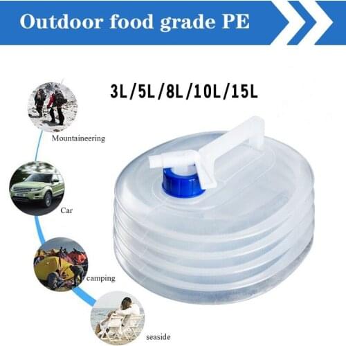 3/5/8/10/15L Foldable PE Plastic Food Grade Water Bottle Container Camping Survival Outdoor Water Bucket Folding Water Bag