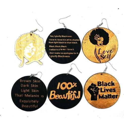 Free shipping!!mixed designs engraved african wooden earrings