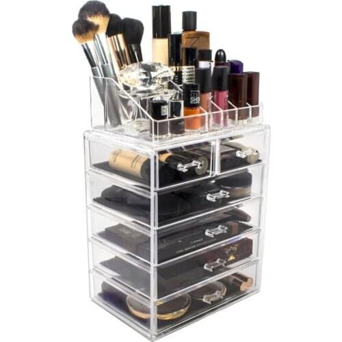 Big Size Clear Acrylic Makeup Organizer Cosmetic Drawer Storage Box Lipstick Makeup Brush Holder Perfume Organizer Jewelry Box