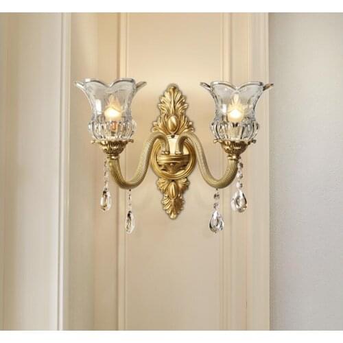 Bronze Candle European Candle Style Bronze Color LED Indoor Wall Lamp Brass Wall Sconce With Glass Shade Brass Wall Lamp Lustre