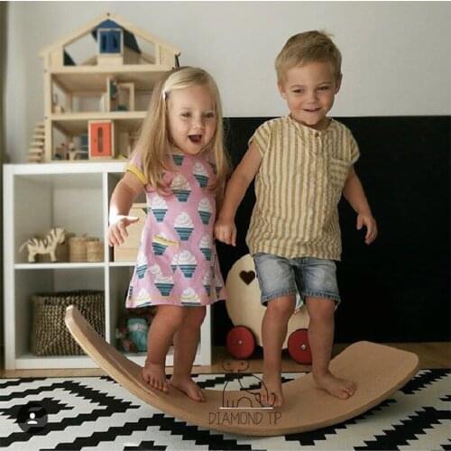 Child Balance Toy Wooden Seesaw Indoor Curved Board Baby Double Wooden Outdoor Seesaw Yoga Board Outdoor Toys for Kids free ship