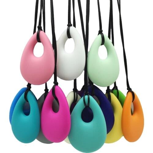 Baby Teether Silicone Teardrop Pendant Baby Teething Necklace Teether Autism Sensory Chewing