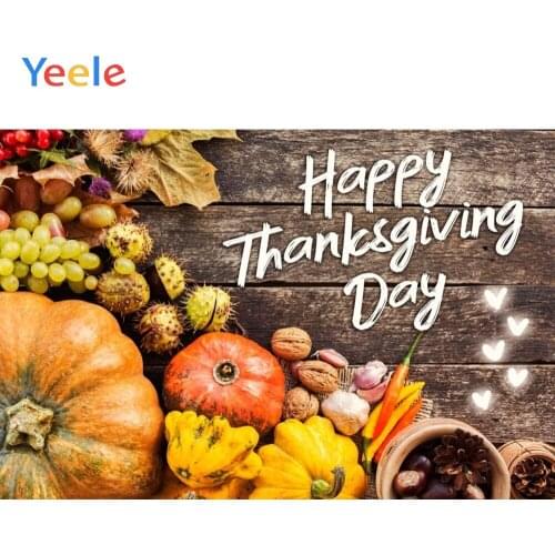 Happy Thanksgiving Day Backdrop Wood Board Floor Autumn Pumpkin Fruit Food Photography Background For Photo Studio Photophone