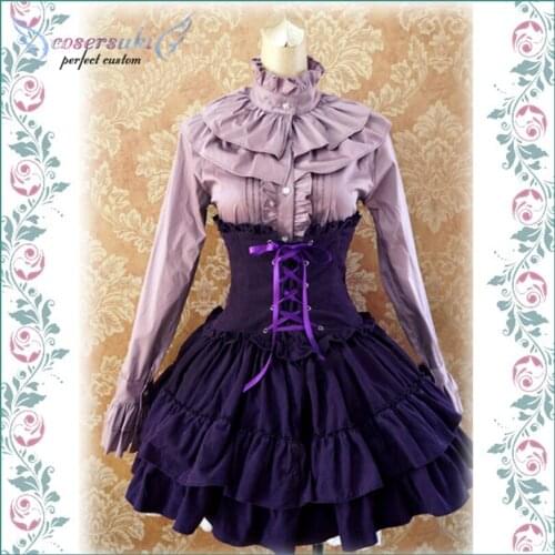 Gothic Lolita Dress SK Lavender High Waist,Lace Up Ruffles Lolita Skirt ! Sleeveless dress ! Newest