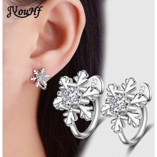 JYouHF Fashion Snowflake Womens Clip Earrings Without Piercing Ear Clip Cubic Zirconia Ear Cuff Earirngs for Women Jewelry Gift