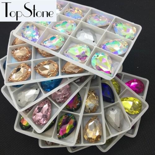 Pointback Teardrop Glass Crystal Sew On Stone Droplet Muti Colors Mixed Sewing Jewelry Beads 10x14,13x18,18x25,20x30mm