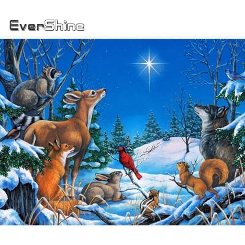 Evershine 5D DIY Diamond Painting Animal Deer New Arrival Diamond Embroidery Winter Cross Stitch Wolf Mosaic Sale Full Drill Art
