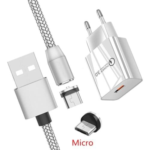 For Samsung A01 A7 honor 9A Xiaomi Redmi 6 7A Oppo Realme android Phone Magnetic Micro usb Charge Cable QC 3.0 USB Fast charger