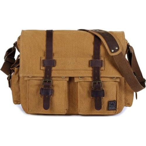 Mens canvas shoulder bag European and American style messenger bag mens casual bag mens bag