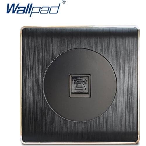 Wallpad TEL RJ11 CAT3 Wall Socket Electric Outlet Black PC Brushed Panel For Home