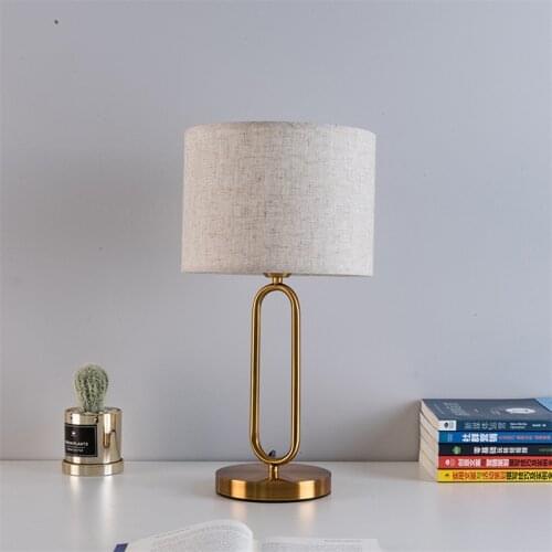 Nordic Golden Ring Table Lamp for Bedroom Bedside Lamp Luxury Gold U-shaped Table Light Hotel Kitchen Art Deco Fabric Fixture
