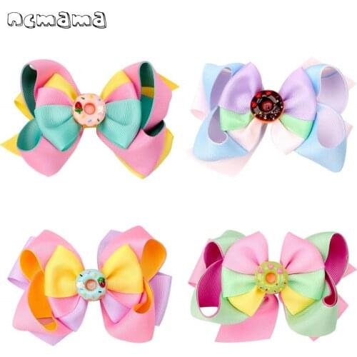 Ncmama 4.5'' Donut Hairgrip Headwear Hairclip New Girls Cute Hairpins Kids Hair Clips Lovely Barrette Hair Accessories