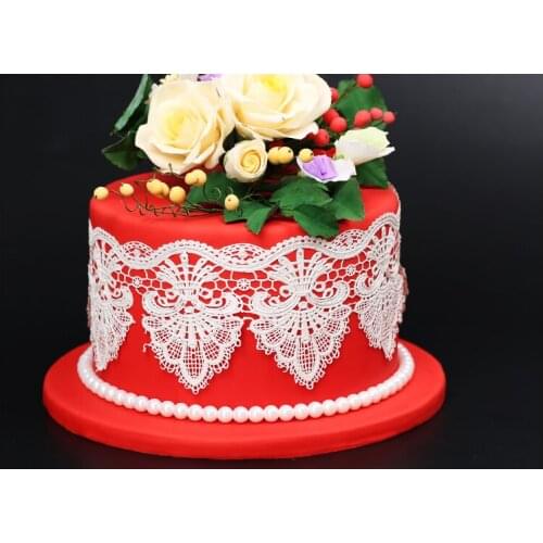 New arrival large floral lace gum psate sugarcraft flower border mould silicone mat fondant decorating cake tools lace mold