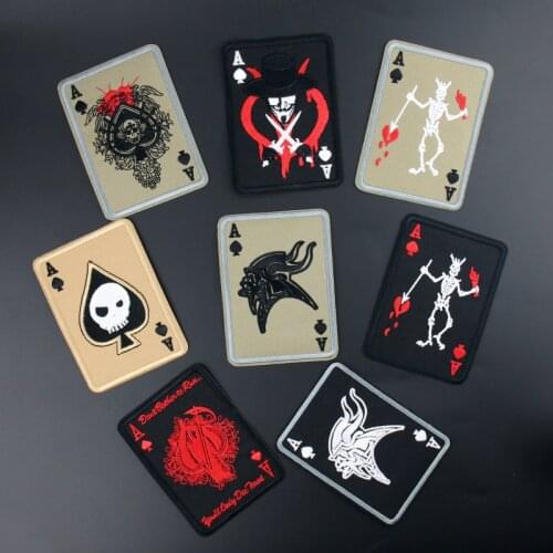 New arrival Death Card Spades Patches Embroidery Punk Military Badges Tactical Patch for Clothing Bag Diy Accessories