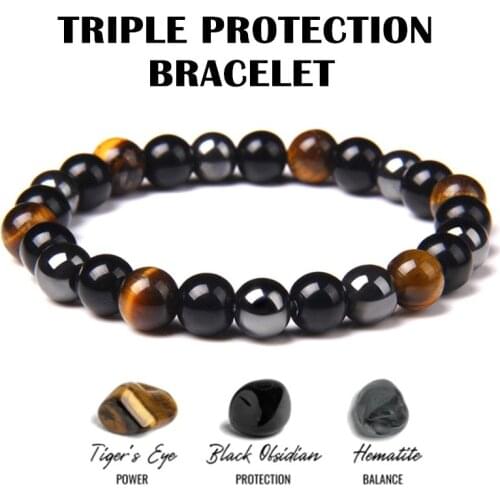 New Natural Obsidian Hematite Tiger Eye Beads Bracelets for Men Magnetic Health Protection Women Soul Jewelry Pulsera Hombre