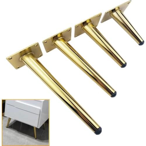 4PCS Metal Tapered Furniture Table Legs Golden Sofa Legs Kitchen Cabinet Table Legs 15/20/25/30CM Furniture Legs