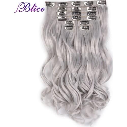 Blice Synthetic 8Pcs/set 18 Clips In Hair Hairpieces 20 Inch Natural Wave Long Heat Resistant Hair Extensions Blonde