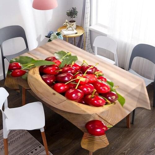 3D Tablecloth Fruit Cherry Pattern Waterproof Coffee Table Cloth Oxford Fabric Table Cover Wedding Decoration Picnic Blanket
