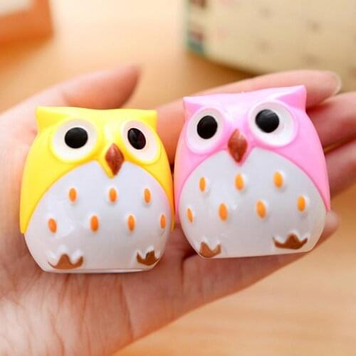 Double Hole Pencil Sharpener Cute Lovely Owl Plastic Pencil Sharpener Creative Stationery Gifts For Children Random Color