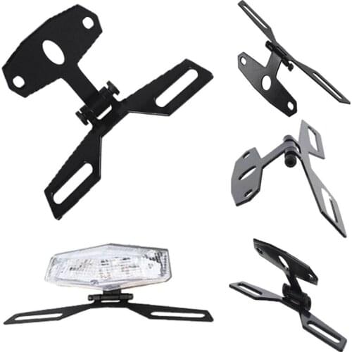 Motorcycle Tail Light Brake Adjustable License Plate Bracket Fold Taillight Mount Holder For ATV Motorbike