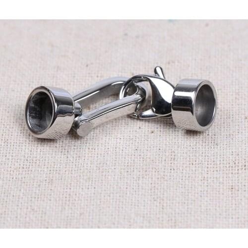 Reidgaller 2pcs stainless steel end caps clasps fit 8mm leather cord bracelet lobster clasp diy connector for jewelry making
