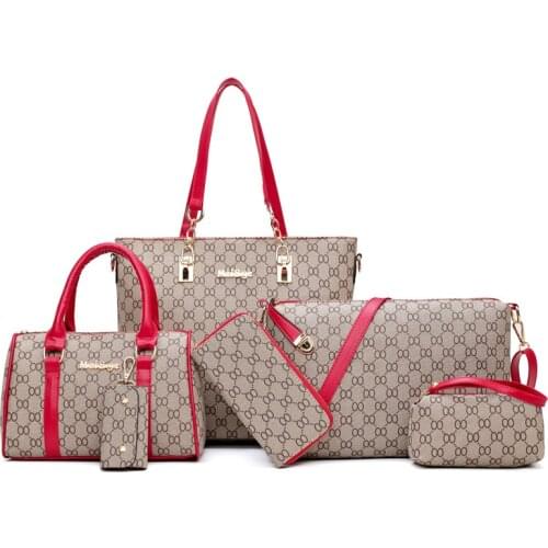 Luxury Handbags Women Bags Designer High Quality Leather Bags Pattern Womens Handbag Shoulder Bag and Crossbody Bag 6 Piece Set